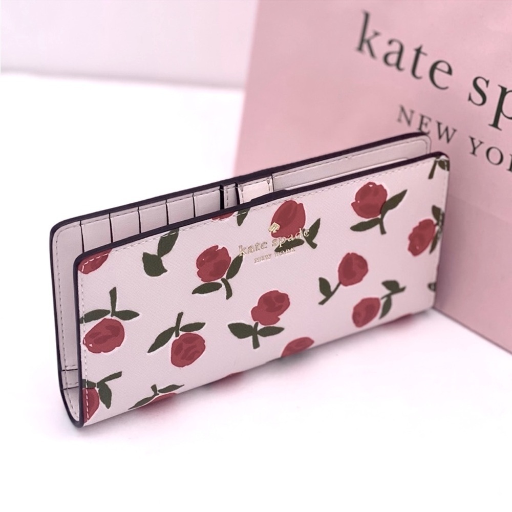 Kate Spade Rose Dana Large Slim Bifold Wallet - Picture 2 of 11